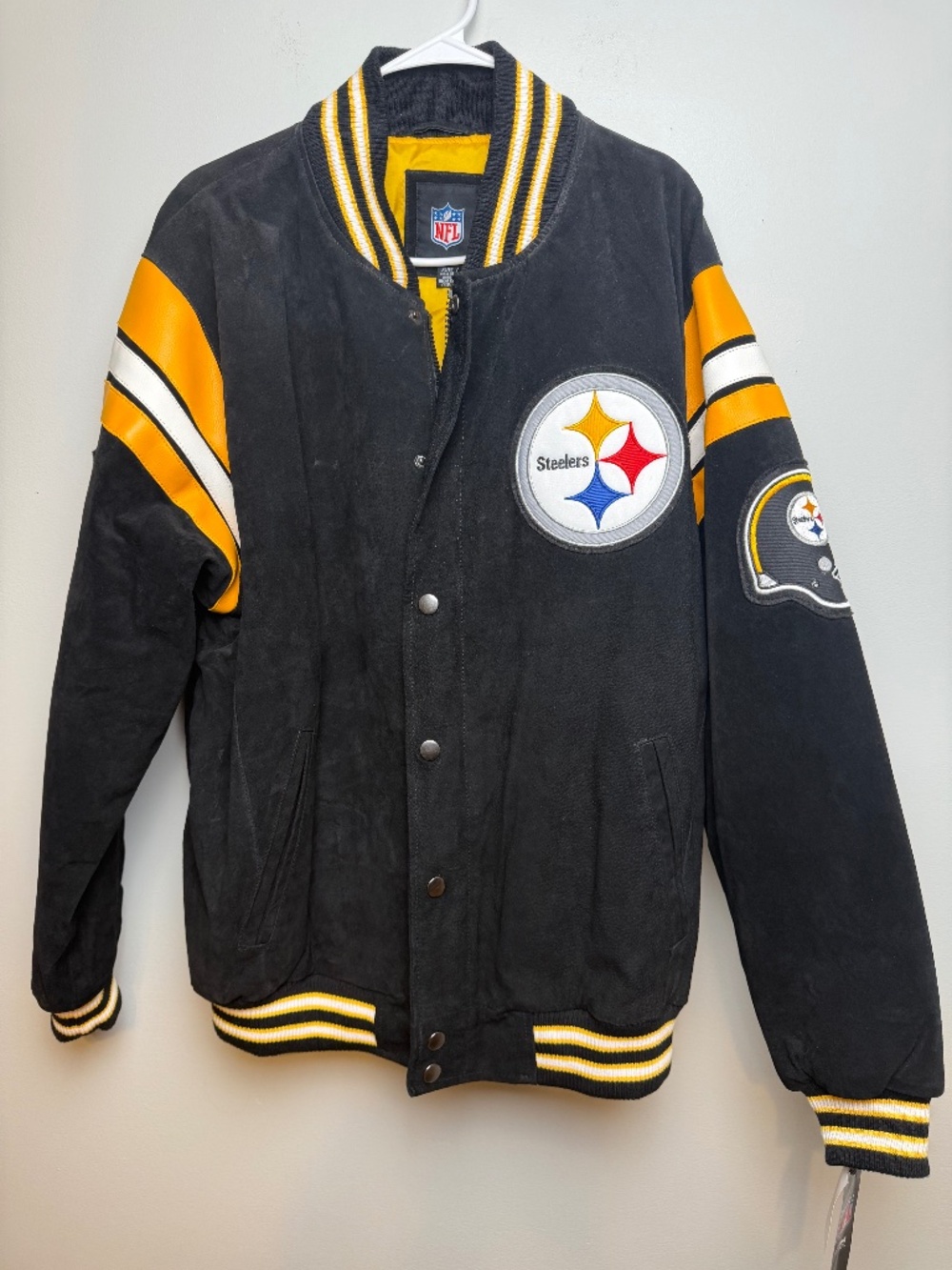 NFL Pittsburgh Steelers Suede Varsity Jacket NWT XL Vintage Style Streetwear